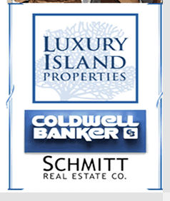 Luxury Island Properties Coldwell Banker Schmitt real Estate Co. Logo in Blue and White